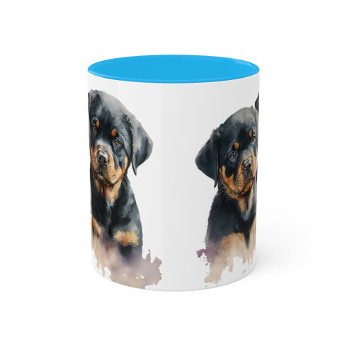 Rottweiler Pupies - Color Accent Mugs, 11oz